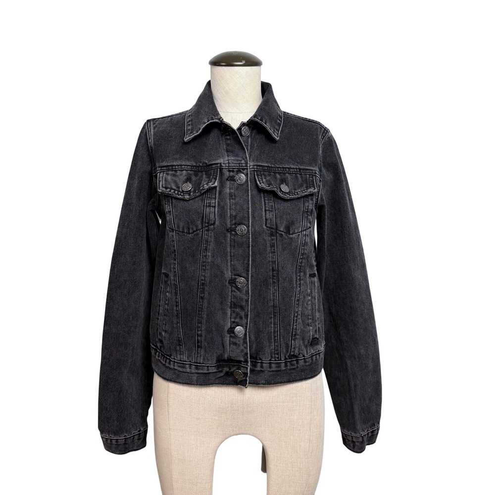 TNR Jeans Los Angeles Faded Black Denim Trucker Jacket Womens Small TRJ2037